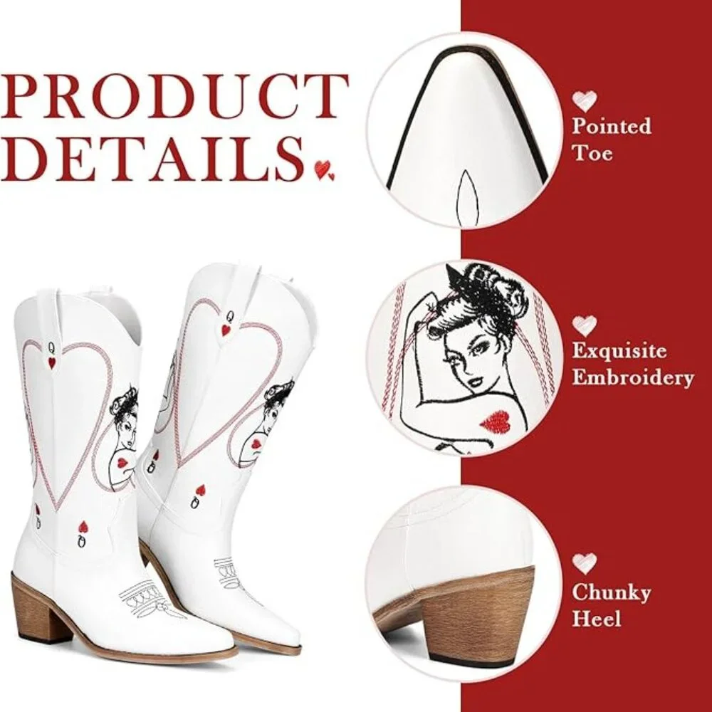 Women's Mid Calf Cowboy Boots - Picture 5 of 5